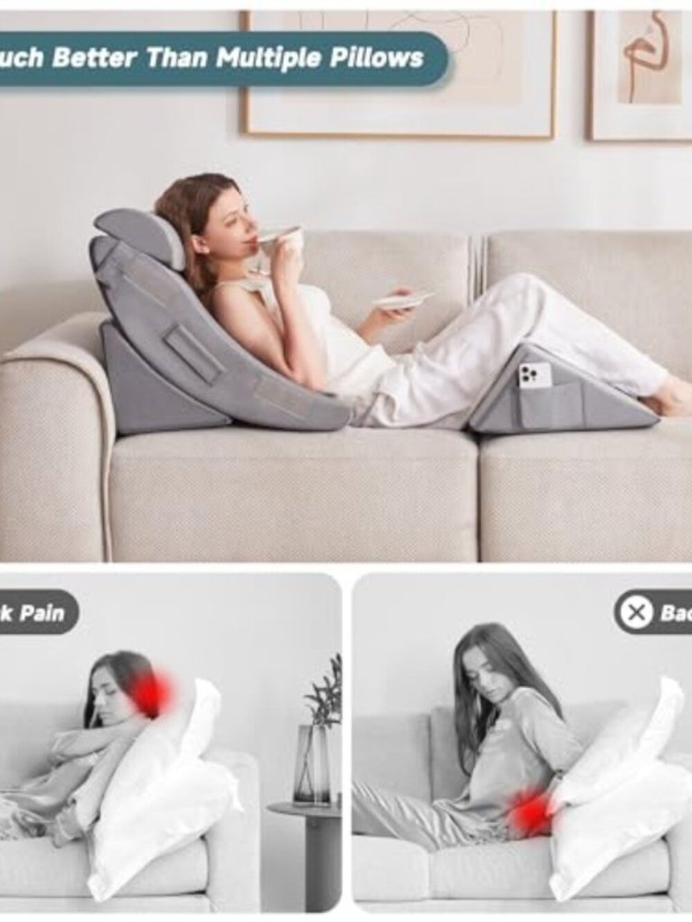 4pcs Orthopedic Bed Wedge Pillow Set for Sleeping - Wedge Pillows for After Surg - Picture 6 of 7